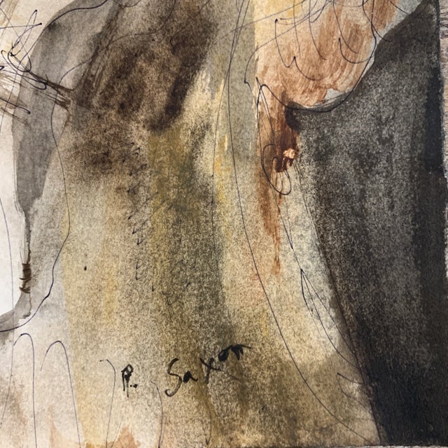 Contemporary Contemporary Abstract Figurative Ink Wash Painting on Paper by Phil Saxon For Sale - Image 3 of 12