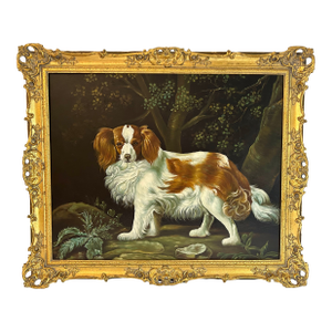 Vintage Chelsea House King Charles Spaniel Painting After George Stubbs