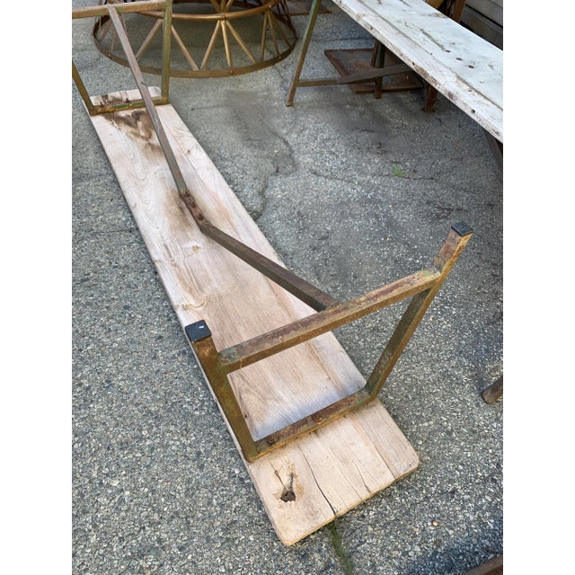 Tan Vintage India Teak & Iron Bench For Sale - Image 8 of 8