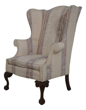Southwood Clawfoot Mahogany Damask Wing Chair
