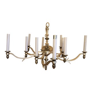 10 Arm Iron Candle Chandelier in Gold Finish For Sale