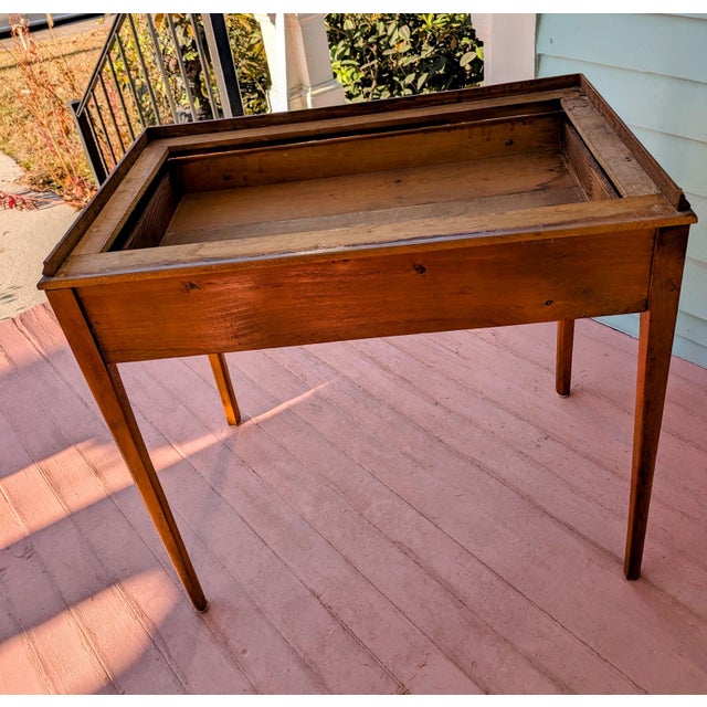 Antique Oak Slant Front Desk With Stand/Drawer For Sale - Image 9 of 18