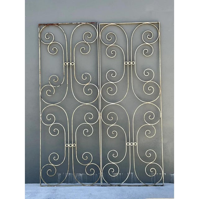 Celadon Vintage Wrought Iron Scrollwork Panels For Sale - Image 8 of 12
