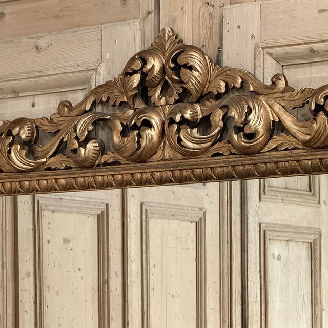 Grand Mid-Century Italian Baroque Pierced Giltwood Mirror For Sale - Image 12 of 15