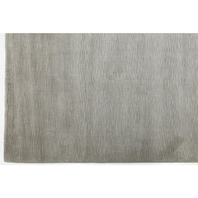 Modern Solid Grey Wool Area Rug – Minimalist Contemporary Neutral Japandi For Sale - Image 4 of 12