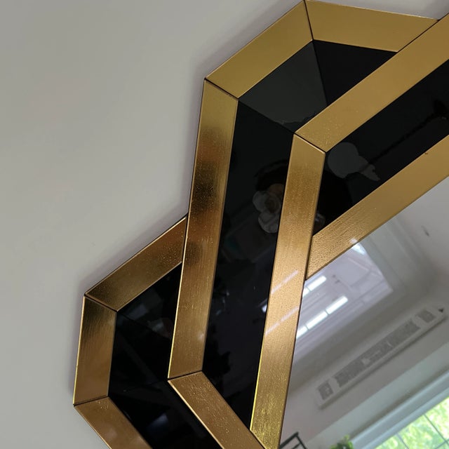 Painted glass and mirror geometric mirror. Made in the 1990s