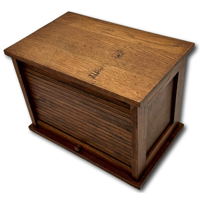 Unusual Antique American Solid Oak Table - Desk Top "Roll Front" Organizer & File Cabinet Circa 1900 For Sale - Image 11 of 18