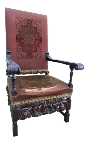 Early 20th Century Jacobean Carved Walnut Throne Chair