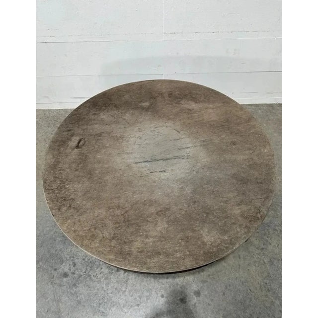 Antique French Forged Wrought Iron Bronze & Stone Patio Table For Sale - Image 9 of 9