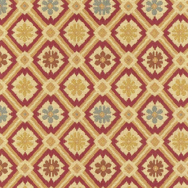 Inspired by traditional French tapestries, this colorful, woven design features a small-scale lattice with floral accents....