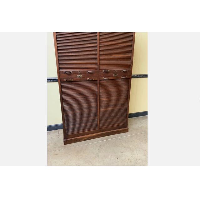Wood Antique Art Nouveau Roller Shutter Archive Cabinet, 1910 For Sale - Image 7 of 9