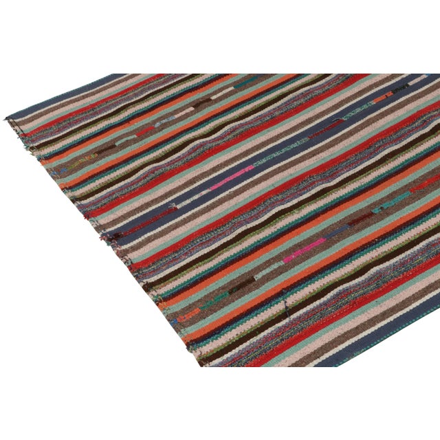Rug & Kilim 1950s Vintage Chaput Kilim Rug in Polychromatic Stripe Patterns, Multicolor-5'3x8' For Sale - Image 4 of 6