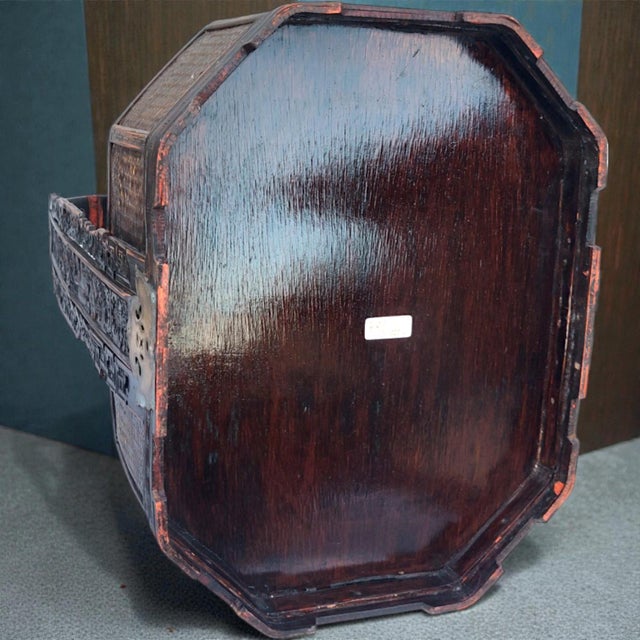 Brown 1950's 3 Tiered Octagonal Brass Handled Chinese Wedding Basket For Sale - Image 8 of 18