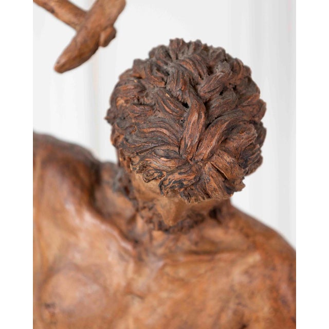 19th Century Italian Terracotta Statuette of Vulcan Forging a Dagger on an Anvil For Sale - Image 4 of 9