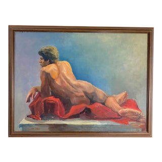 1984 Linda Kolar "Brian" Male Nude Oil Painting For Sale