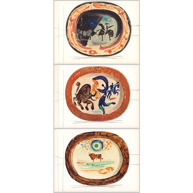 "Ceramiqués De Picasso" (Ceramics) 1948 True First Edition Prints - Bulls - Set of 3 For Sale