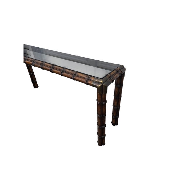 1970s Vintage Faux Bamboo Campaign Console Sofa Table Hollywood Regency 1970s For Sale - Image 5 of 18