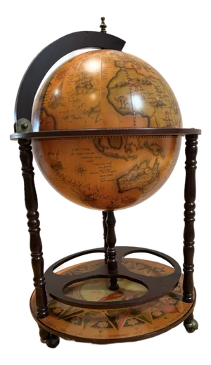 Vintage World Bar Cart With Spinning Northern Hemisphere Lid