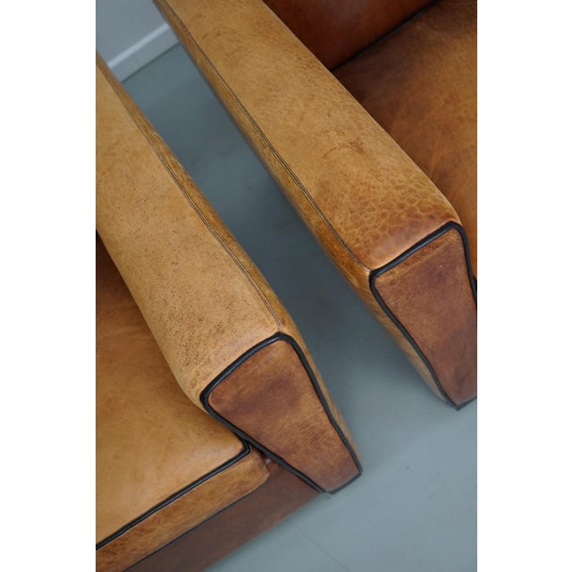 Vintage Dutch Cognac Leather Club Chairs, 1970s, Set of 2 For Sale - Image 14 of 18