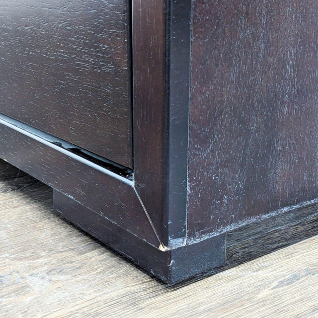 Modern 6-Drawer Dark Wood Dresser With Silver Handles For Sale - Image 11 of 13