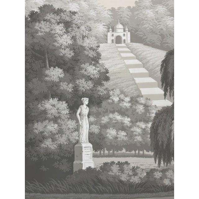 Hand Painted Vintage European Garden Park Panoramic Mural Panels For Sale - Image 9 of 10
