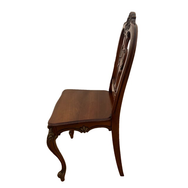 1920s Antique French Accent Chair Hand Carved Back and Legs Solid Mahogany Petite Size For Sale - Image 5 of 9