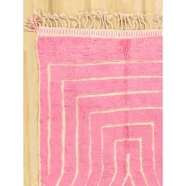 Moroccan Vintage Moroccan Rug by Berber Tribes of Morocco, pink wool and cream color For Sale - Image 3 of 18