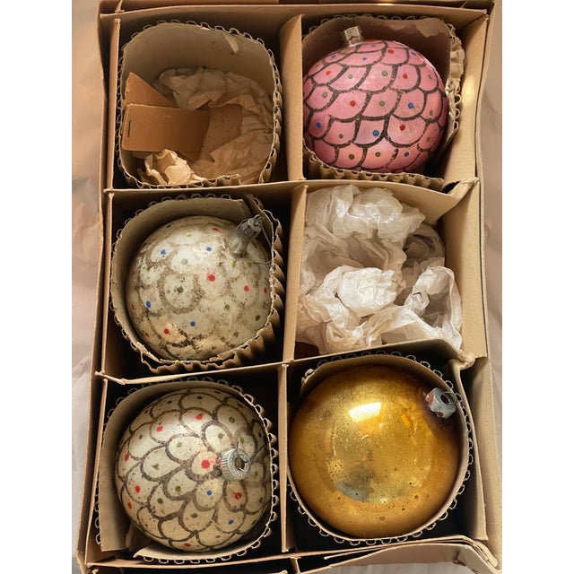 1900 - 1909 4 PCS Antique Blown Glass Christmas Balls For Sale - Image 5 of 5