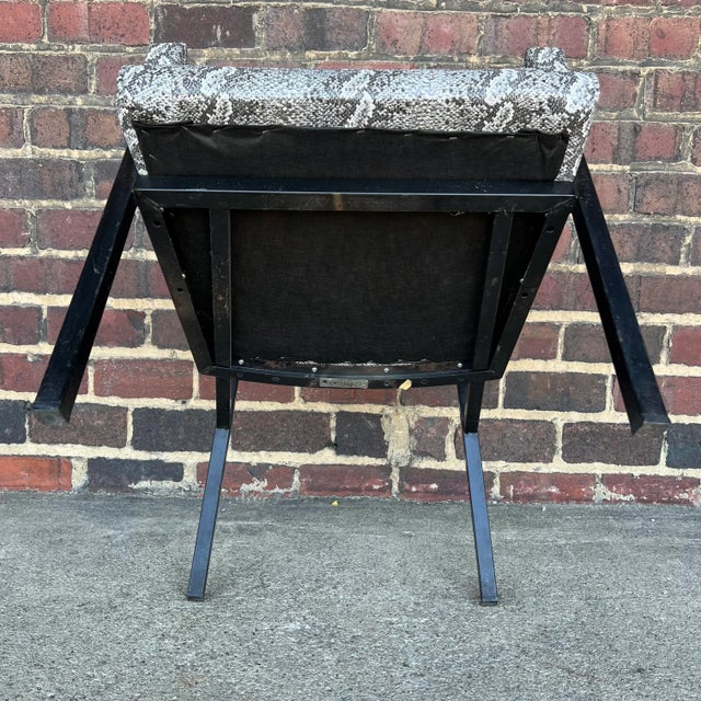 Faux Snake Skin and Metal Armchair by All-Steel Reupholstered Restored For Sale - Image 10 of 13
