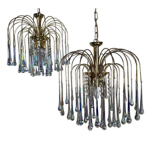Hollywood Regency Teardrop Chandelier from Massive, 1970s For Sale