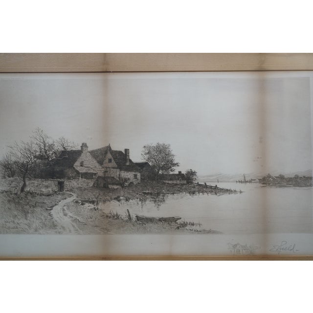 Antique Edward Loyal Field Signed Home Sweet Home Landscape Etching 33" For Sale - Image 4 of 12