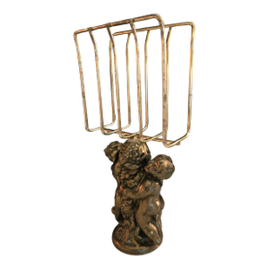 Vintage Mid Century Cherub Angel Brass Towel Holder