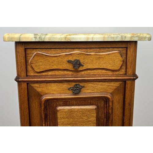 French Bedside Tables in Walnut with Marble Top, Set of 2 For Sale - Image 5 of 18