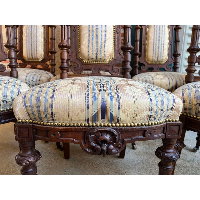 Set 6 Antique French Dining Chairs Renaissance Carved Oak Black Forest C1880 For Sale - Image 16 of 18