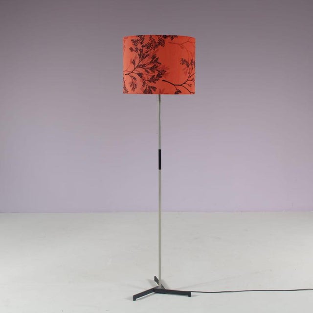 Red Floor Lamp with Fabric Shade, Netherlands, 1960s For Sale - Image 8 of 11