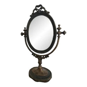 Italian Die-Cast Brass Table Mirror in Antique Brass Finish & Swing Design