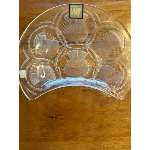 **LALIQUE FRANCE CRISTAL • CHARDON (THISTLE) • SET OF 7 PLATES** Exceptional matched set of **seven (7) authentic Lalique...