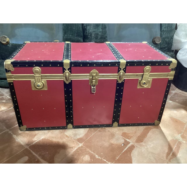 1950s Vintage Wood and Metal Travel Trunk, Italy, 1950s For Sale - Image 5 of 14