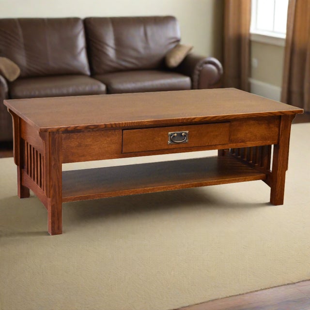2020s Mission Crofter Style 1 Drawer Coffee Table - Michael's Cherry For Sale - Image 5 of 5