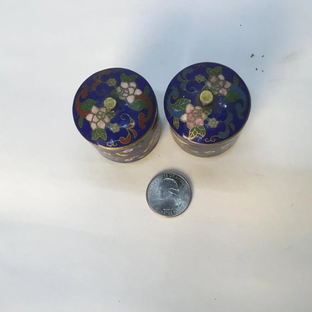 Miniature Chinese Cloisonné Lidded Jars - a Pair For Sale In Providence - Image 6 of 8