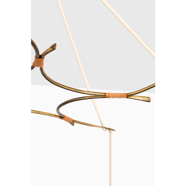 Ceiling Lamp in Brass, Cane and Opaline Glass from Nordisk Solar, 1950s For Sale - Image 6 of 7