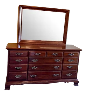 Sterling House Solid Cherry Long Dresser and Mirror