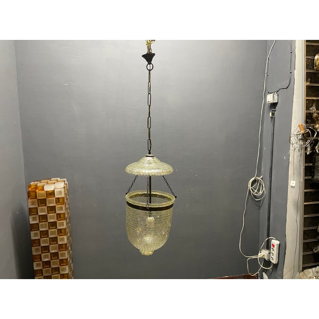 Vintage Iridescent Glass Mosaic Pendant Light with Bronze Fittings, 1960s For Sale - Image 3 of 16