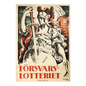 1914/1918 War Swedish Poster, "Forsvars Lotteriet" (Defense Lottery/War Bonds)