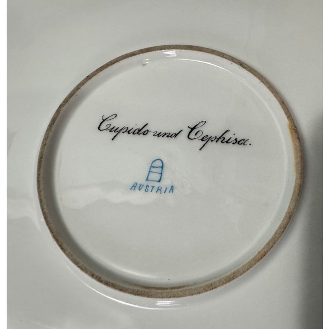 Antique Austrian Porcelain Hand Painted Gilt Decorated 14" Charger Serving Tray For Sale - Image 4 of 5