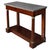 An empire style gray marble top pier console table crafted in richly figured mahogany with restrained gilt bronze mounts...