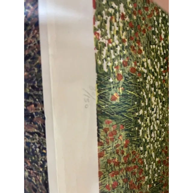 Impressionist Gordon Mortensen "River Birch" Signed Numbered Woodcut Art Print For Sale - Image 3 of 4