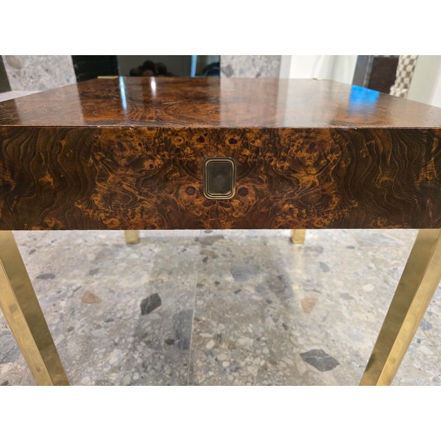 Mid 19th Century Beautiful Burl and Golden Brass Side Table by Century Furniture For Sale - Image 10 of 16