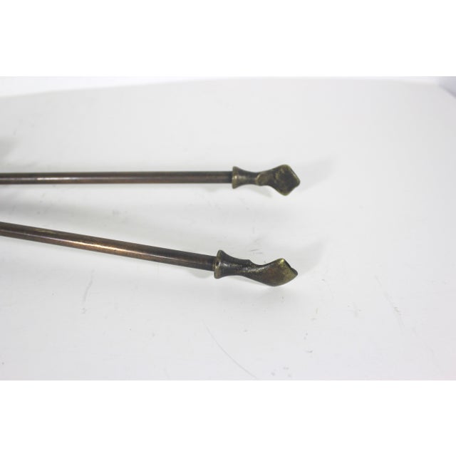 Late 19th Century Antique Brass and Copper Tone Fire Tongs or Coal Tool For Sale - Image 5 of 12