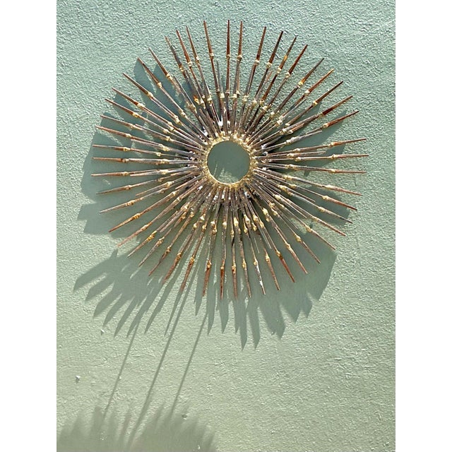Vintage MCM Wrought Iron Sunburst For Sale - Image 9 of 12